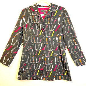 Ann Carson Petites Jacket Women's 8P Black Pink Stocking Shoes Novelty Casual